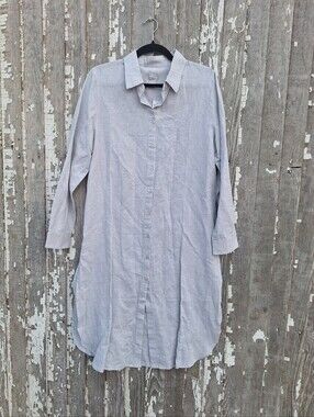 Chico's Linen Cotton Blend 3/4 Sleeve Maxi Shirt Size 1 Medium NWT
